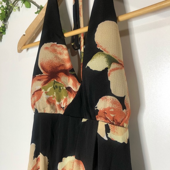 Never Worn Black Floral Halter Maxi Dress Pink - Picture 3 of 14